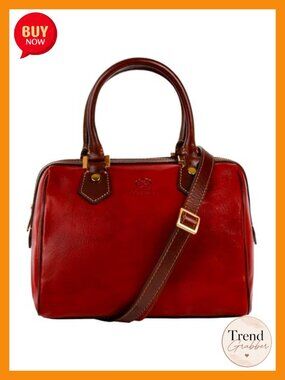 Full-Grain Leather Handmade Top Handle Tote Bag - Detachable Strap
